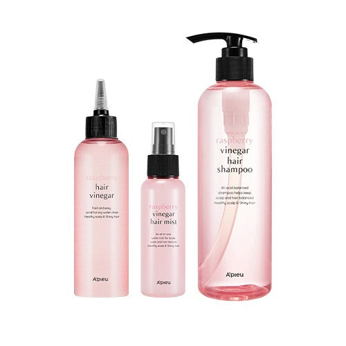 [Apieu] Raspberry Hair Vinegar & Mist & Shampoo 3-piece Set 1SET(Hair Vinegar: 200ml + Hair Mist: 105ml + Shampoo: 500ml)